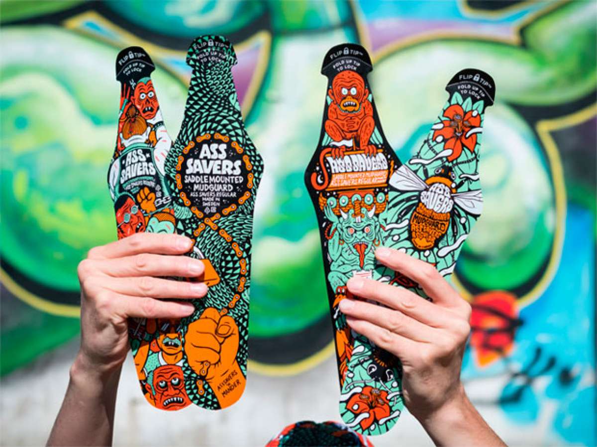 Ass Savers Kollection Series, guardabarros ilustrados para bicicletas con gorra ciclista a juego