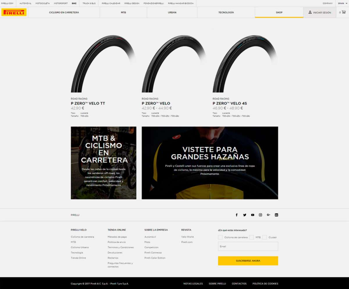 Pirelli estrena tienda online para su división de productos para ciclistas