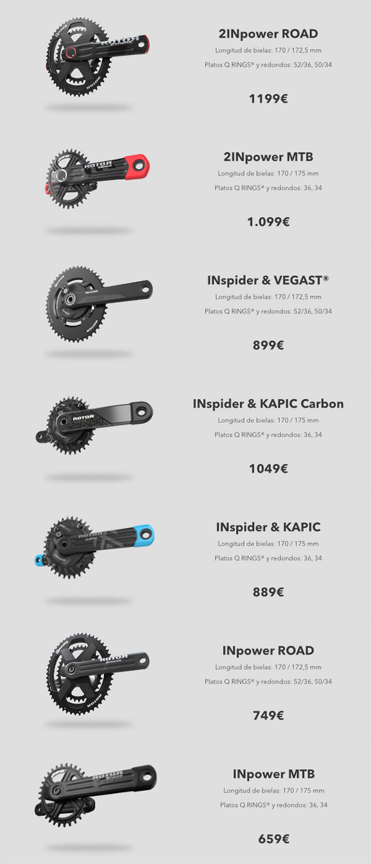 En TodoMountainBike: Rotor presenta los Power Packs, kits de bielas más potenciómetro con un precio muy atractivo