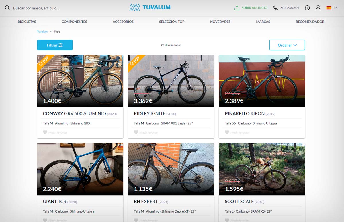 Escritura competencia circuito Tuvalum se consolida como líder en la venta online de bicicletas de segunda  mano