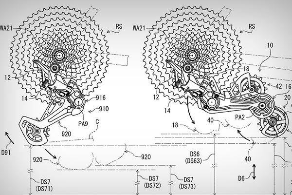 Dos patentes de Shimano revelan el desarrollo de un cambio trasero con tres roldanas y un mando de cambio inalámbrico