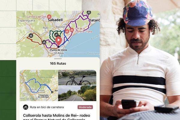 Komoot actualiza la búsqueda de rutas desde una ubicación específica con filtros personalizados e información visual