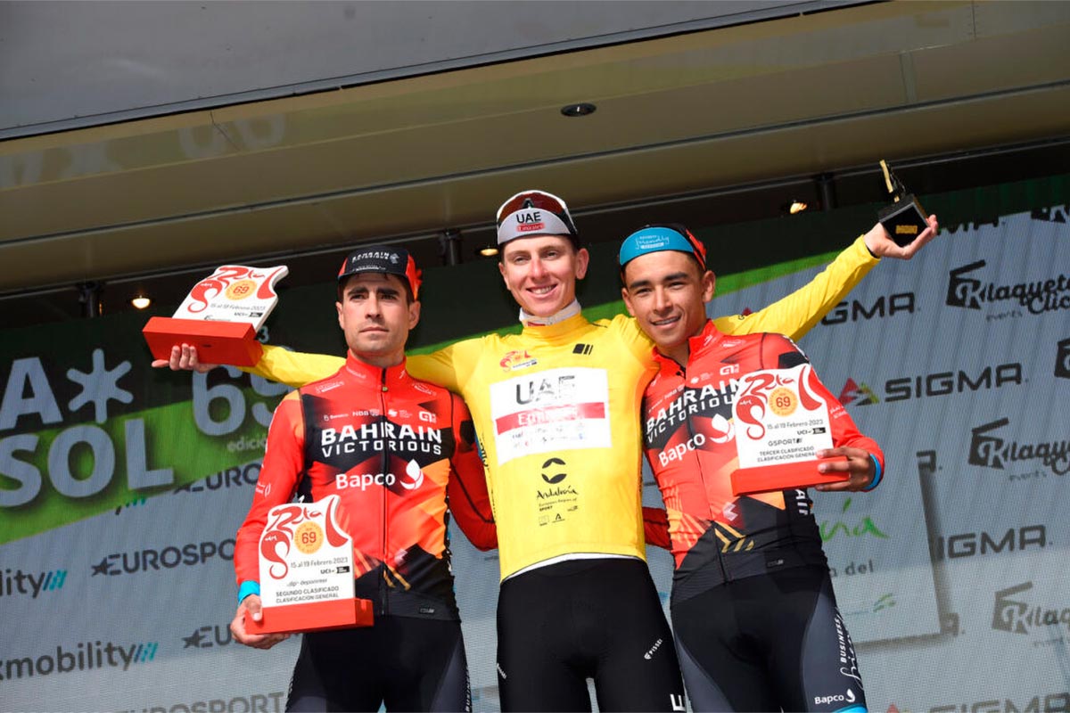 Tadej Pogacar gana la Vuelta a Andalucía 2023, con Mikel Landa y Santiago Buitrago en la segunda y tercera plaza