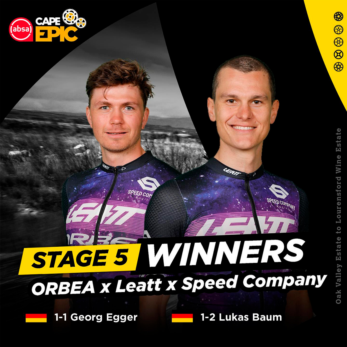 Absa Cape Epic 2023: Egger-Baum ganan la quinta etapa y lideran la general, Le Court y Looser repiten victoria en féminas