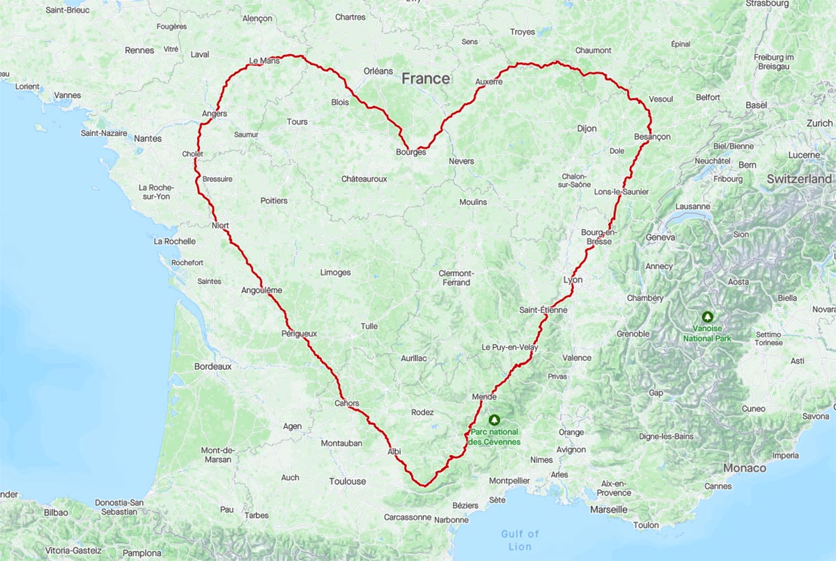 Un padre y su hija baten un nuevo récord en Strava Art dibujando un corazón gigante de más de 2.162 km