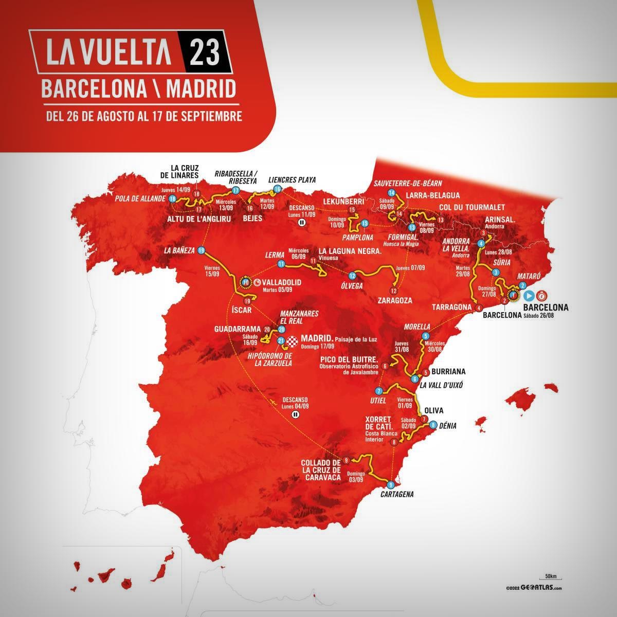 La Vuelta a España 2023: el recorrido oficial, las etapas, las fechas y dónde ver
