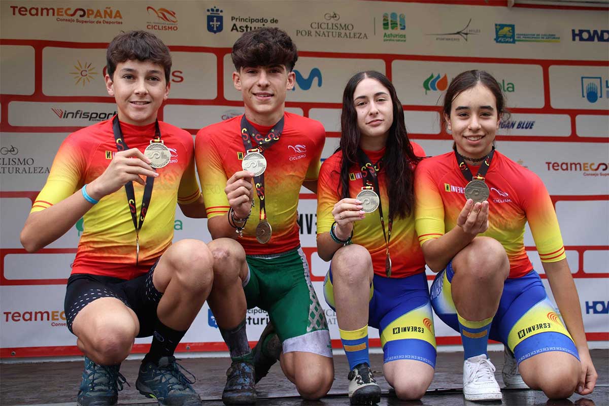 Iker Pérez y Laia Rodríguez se proclaman campeones de España de MTB en categoría Cadete en los Escolares de Avilés