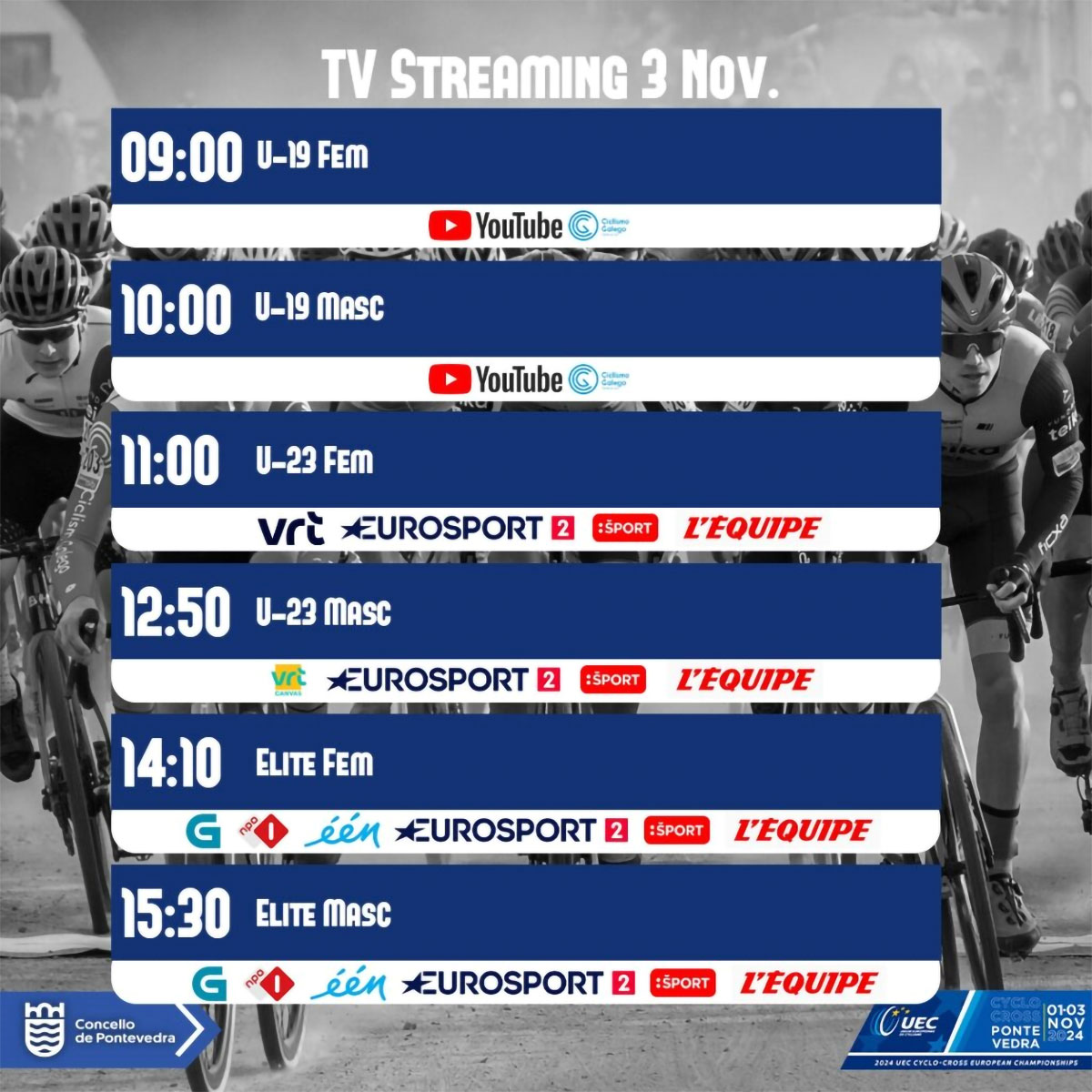 Todo a punto para el Campeonato de Europa de Ciclocross 2024 en Pontevedra, con seguimiento en directo por TV y streaming