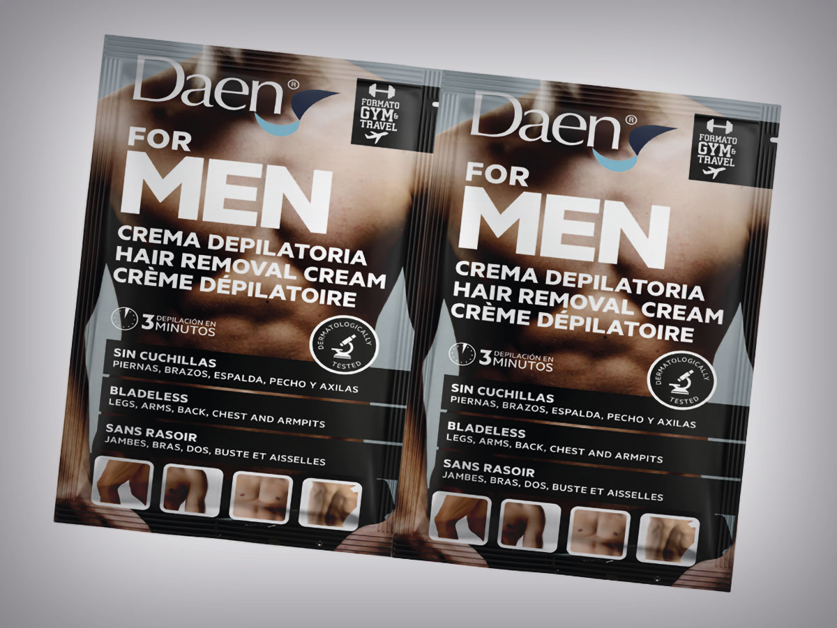 La crema depilatoria masculina Daen estrena un formato monodosis ideal para llevarla a cualquier lugar