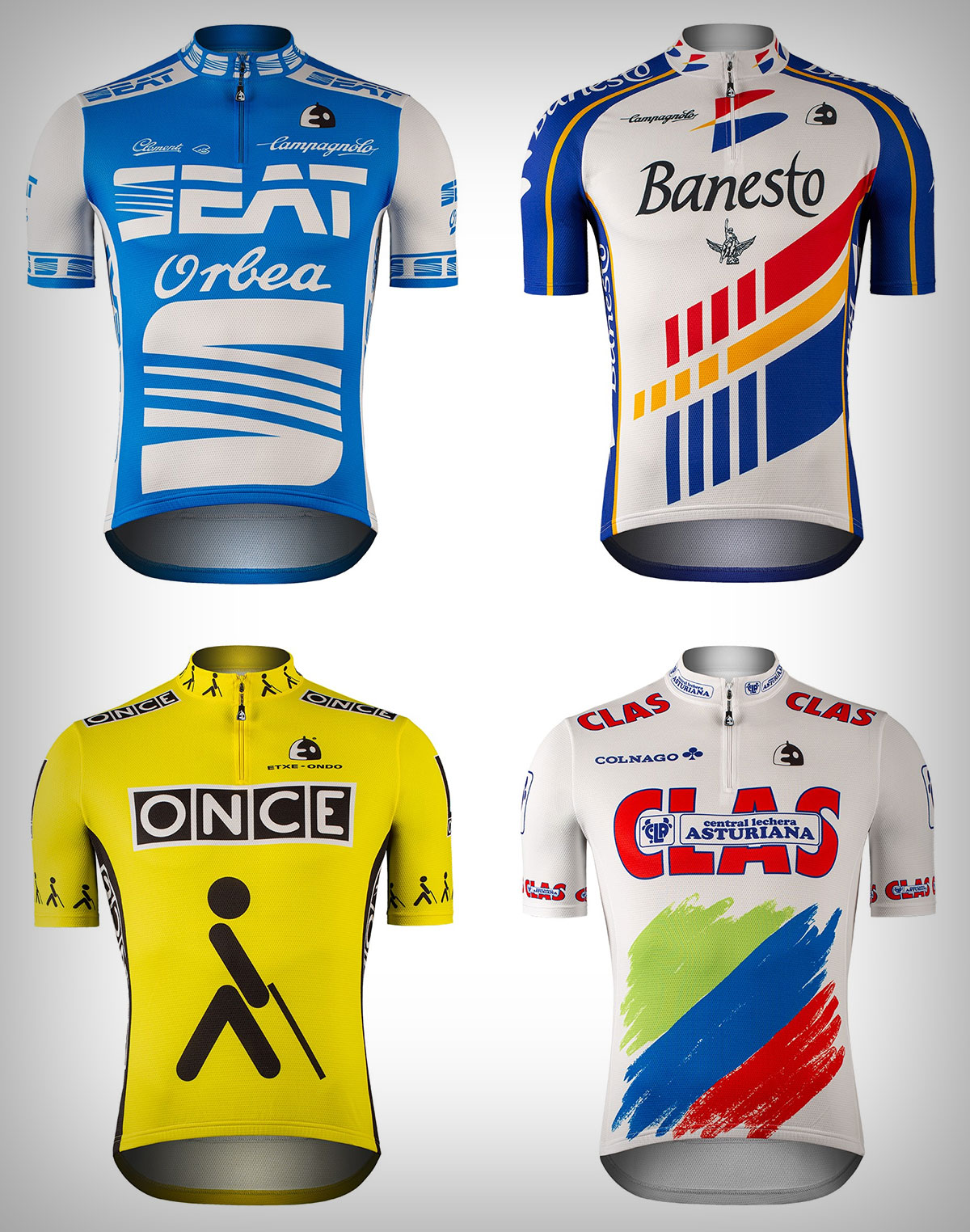 Etxeondo presenta una versión actualizada de los míticos maillots de los equipos SEAT Orbea, Clas, ONCE y Banesto