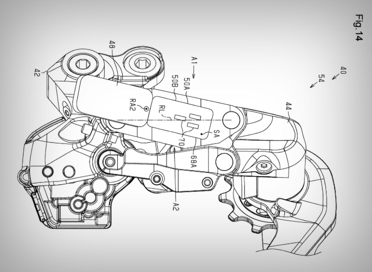 Una patente de Shimano desvela un cambio trasero electrónico de 13 velocidades con batería propia, y algunas sorpresas más