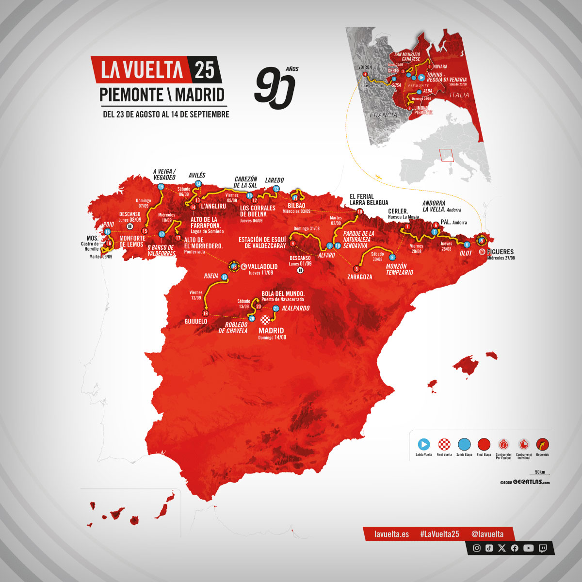 La Vuelta a España 2025: el recorrido oficial, las etapas, las fechas y dónde ver