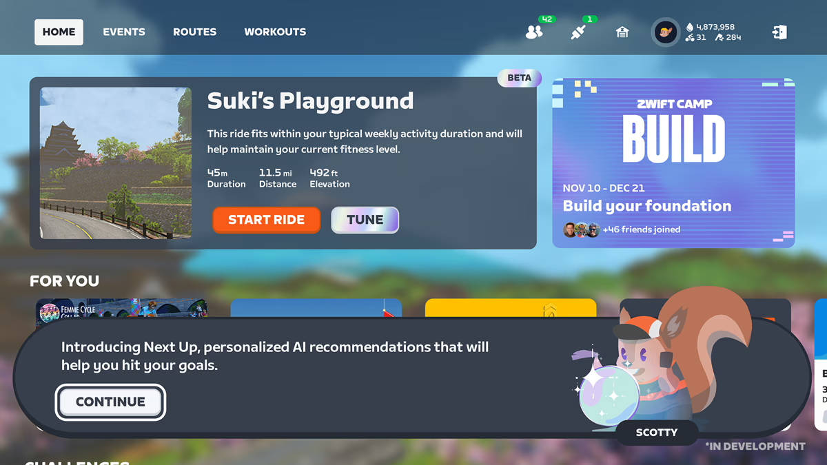Recomendaciones Personalizadas con IA. Imagen: Zwift