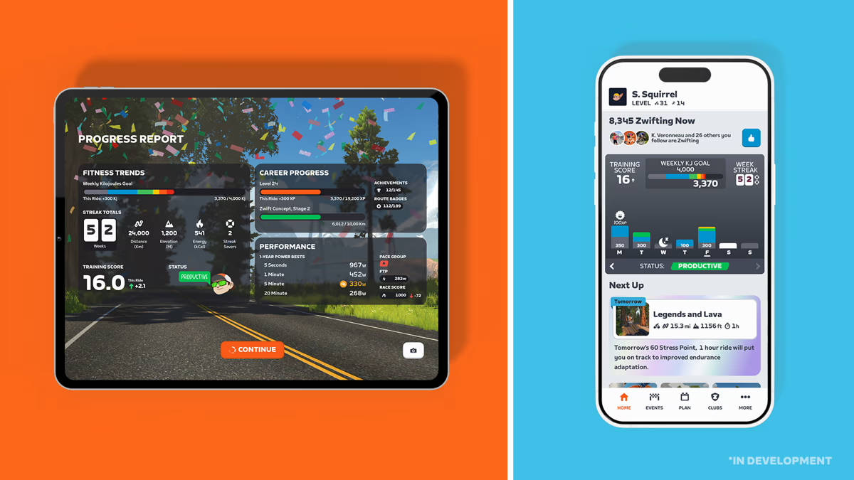 Pantalla de Informe de Progreso. Imagen: Zwift