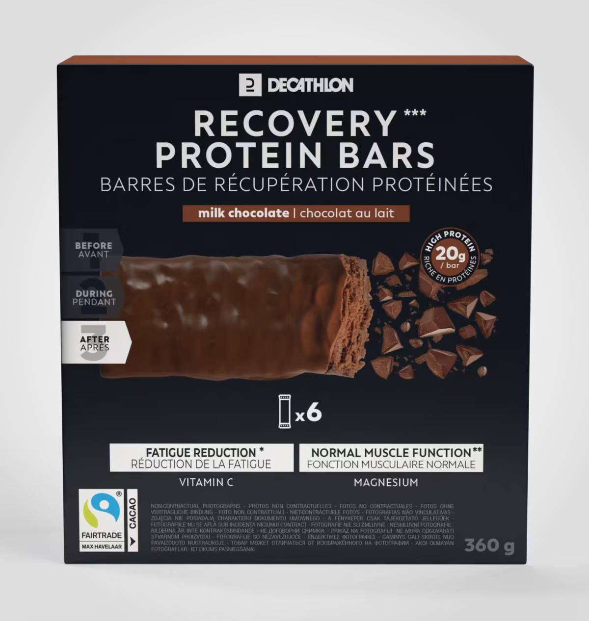 Barritas proteicas de chocolate. Imagen: Decathlon