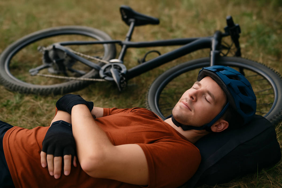 Ciclista de montaña durmiendo la siesta. Imagen: TodoMountainBike