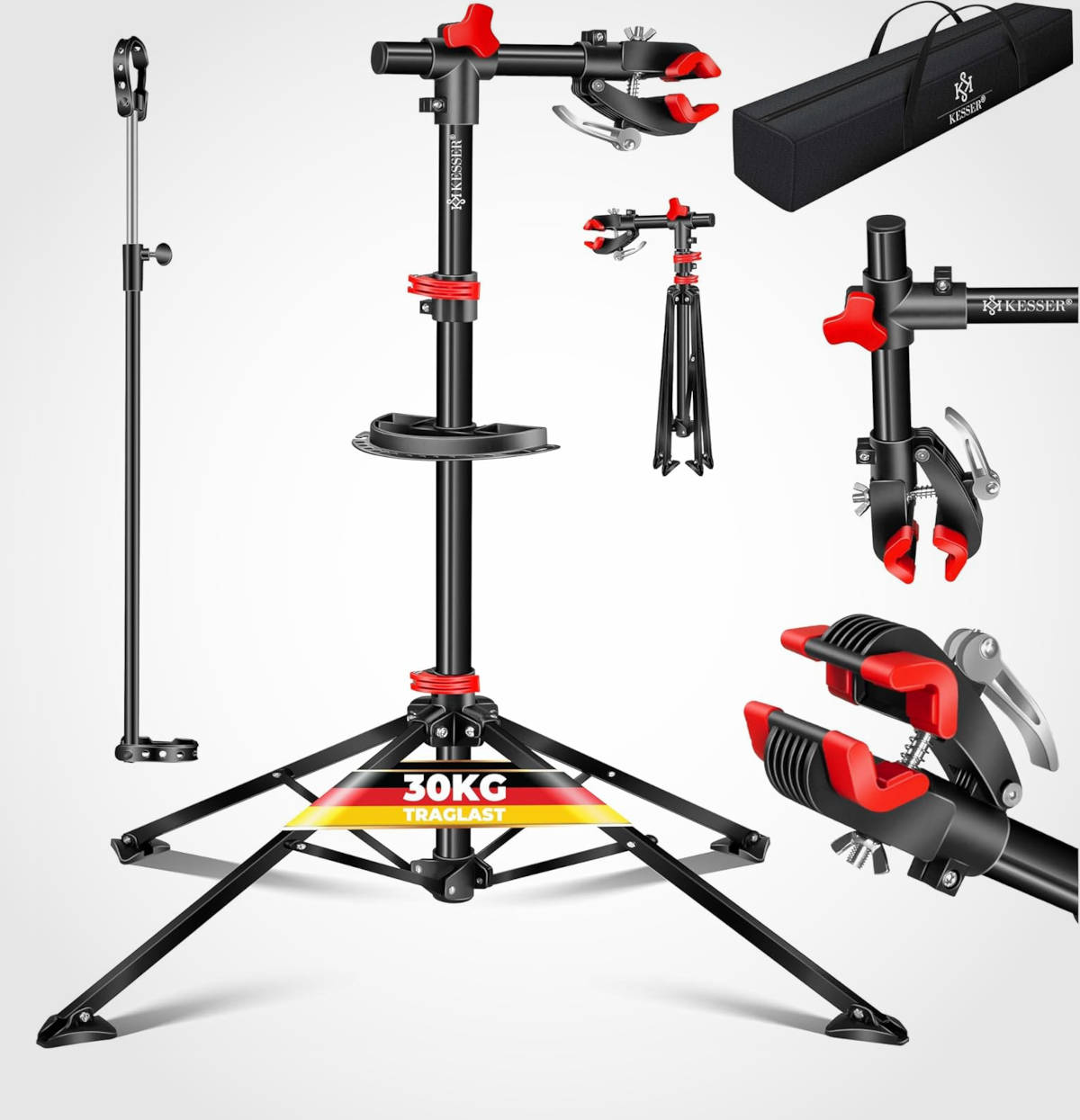 Caballete de reparación de bicicletas. Imagen: Kesser