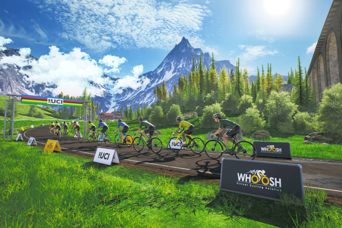 Plataforma MyWhoosh de ciclismo virtual. Imagen: UCI