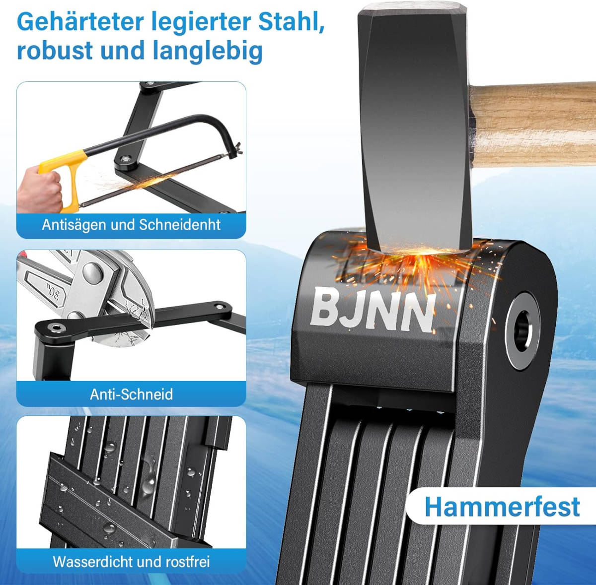 Candado plegable para bicicleta de BJNN. Imagen: Amazon
