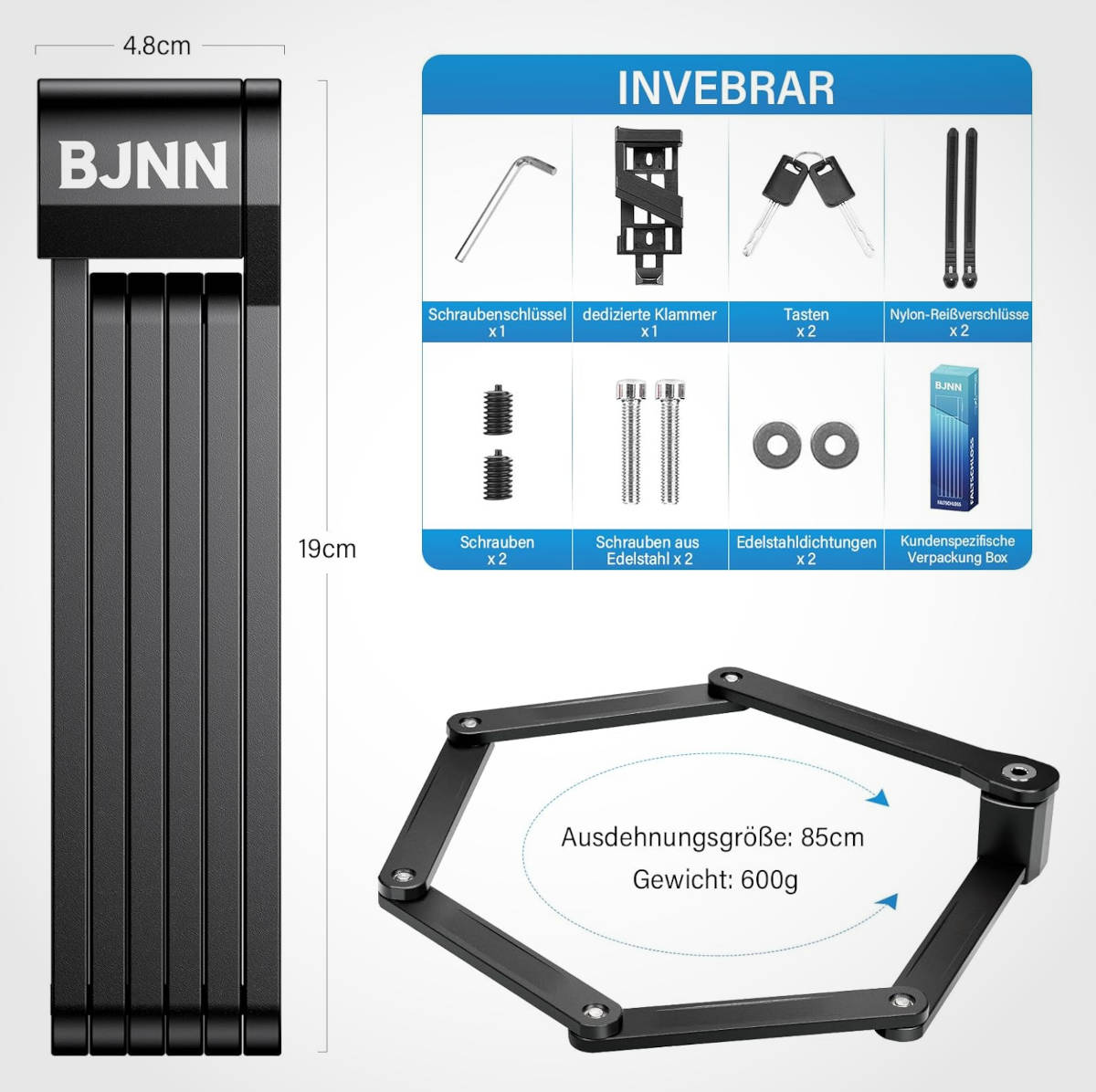 Candado plegable para bicicleta de BJNN. Imagen: Amazon