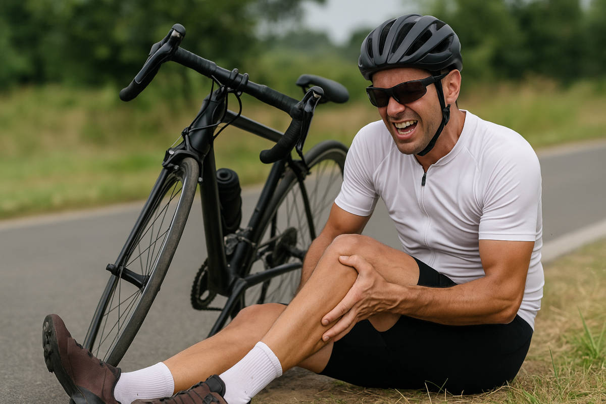 Ciclista sufriendo un calambre. Imagen: TodoMountainBike