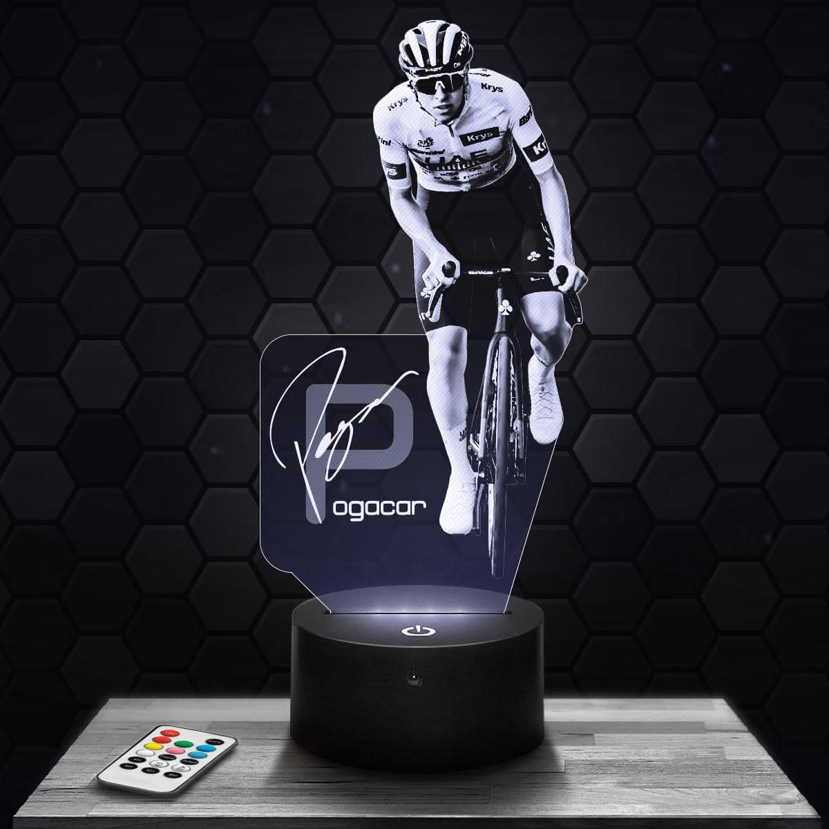Lámpara 3D de Tadej Pogacar. Imagen: Lampephoto.fr