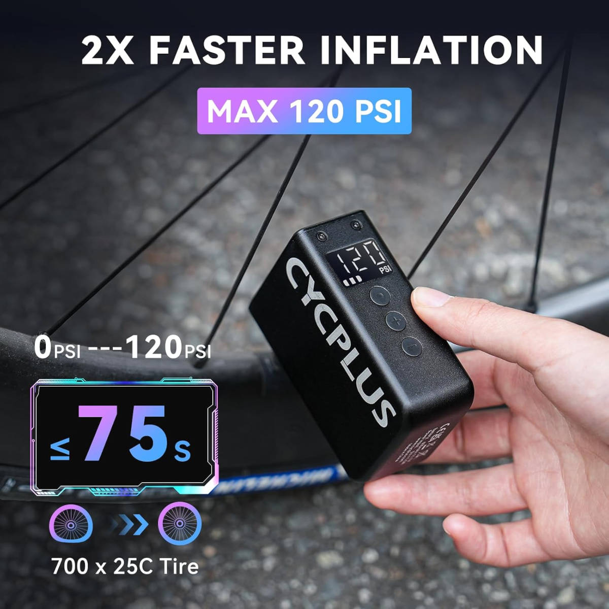 Cycplus Tiny Pump AS2 Pro MAX. Imagen: Cycplus