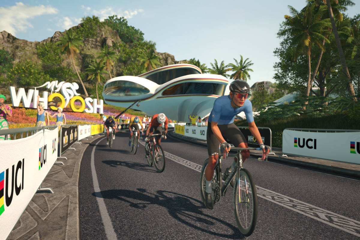 Plataforma de ciclismo virtual. Imagen: MyWhoosh