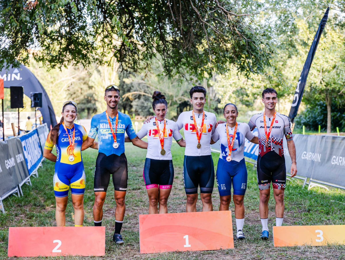 Podio final del Campeonato de España de XC Eliminator 2025. Imagen: RFEC