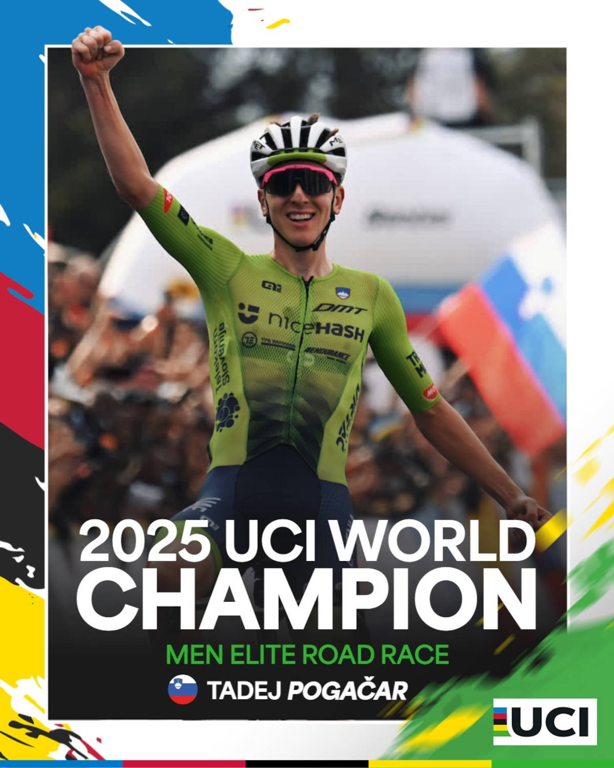 Tadej Pogacar. Imagen: UCI
