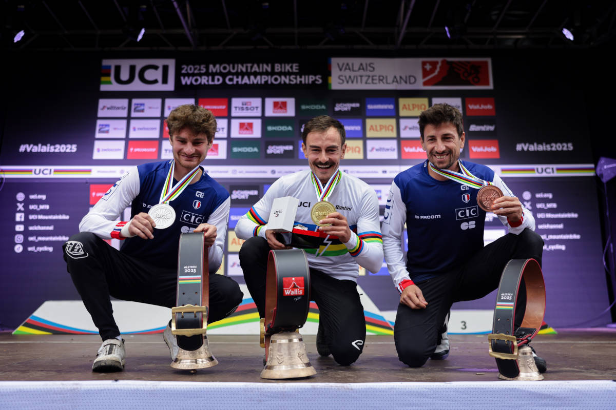 Podio Élite masculino de E-enduro. Imagen: UCI