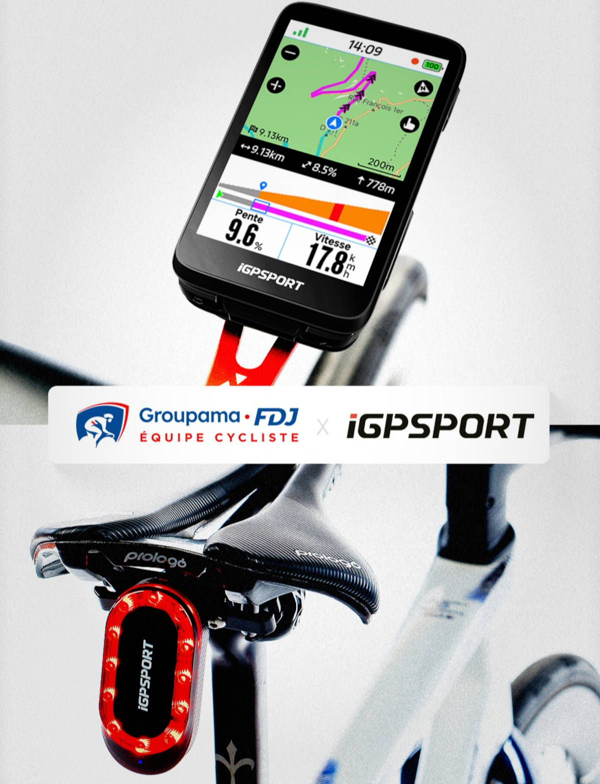 iGPSPORT, proveedor tecnológico del Groupama-FDJ. Imagen: iGPSPORT