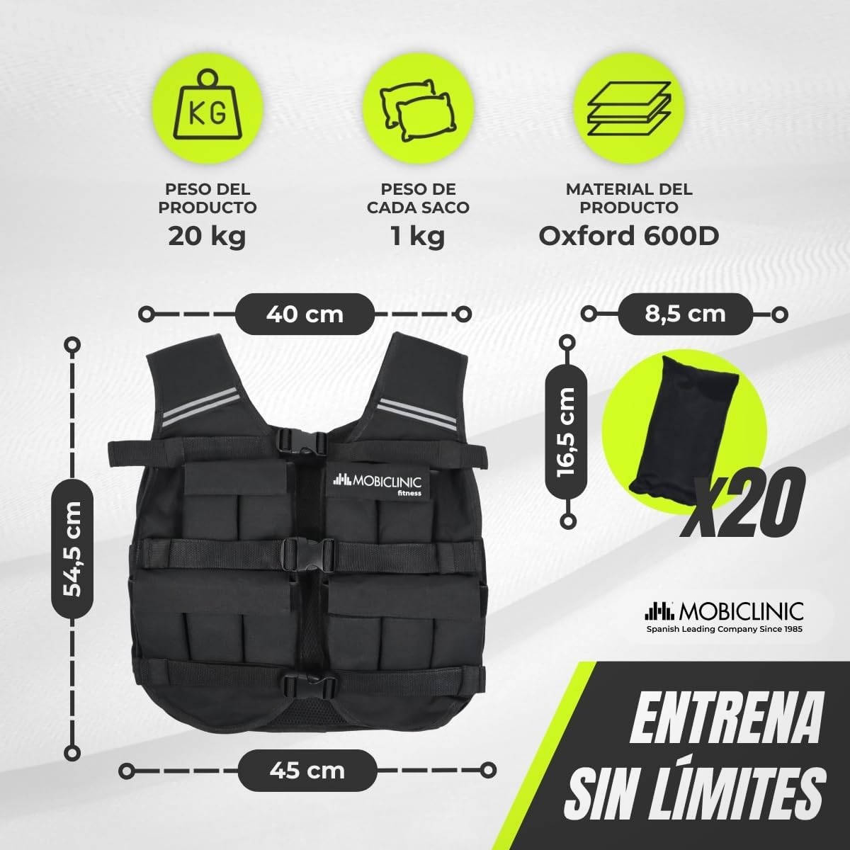 Chaleco lastrado Mobiclinic Iron20. Imagen: Mobiclinic