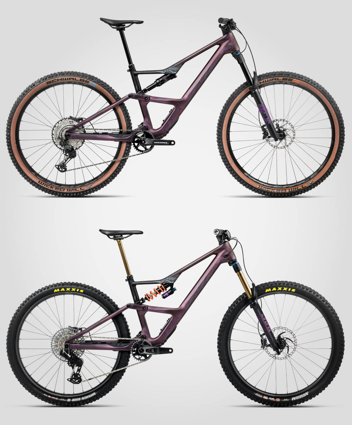 Arriba, la Orbea Occam SL M-LTD. Abajo, la Orbea Occam LT M-TEAM. Imagen: Orbea