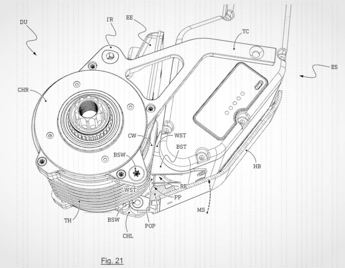 Patente de motor ultracompacto de SRAM. Imagen: Oficina de Patentes y Marcas de Estados Unidos