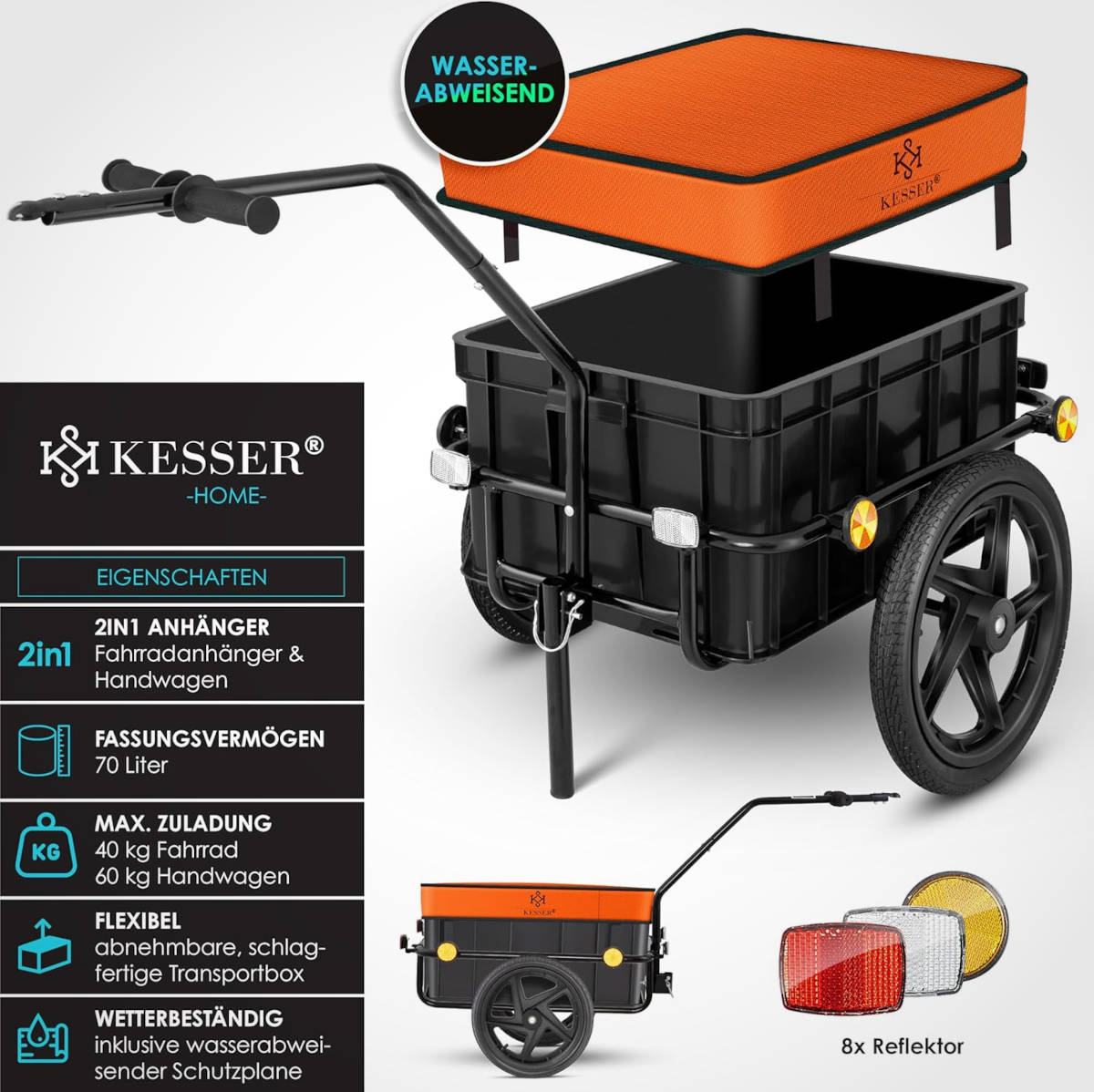 Remolque para bicicletas KESSER. Imagen: Amazon