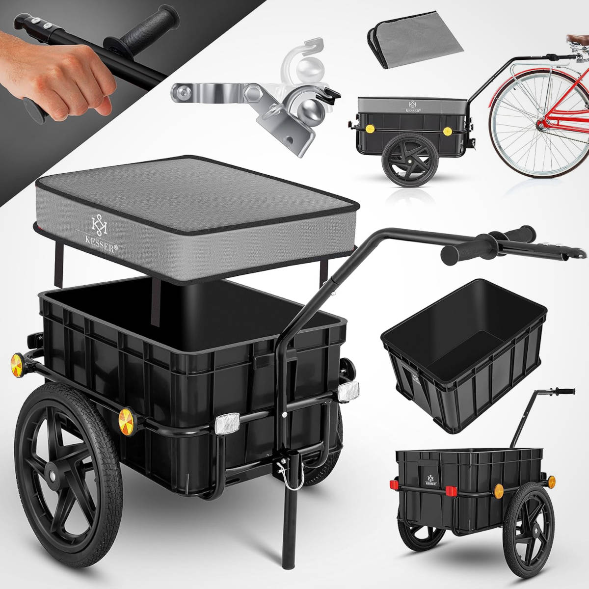 Remolque para bicicletas. Imagen: Kesser