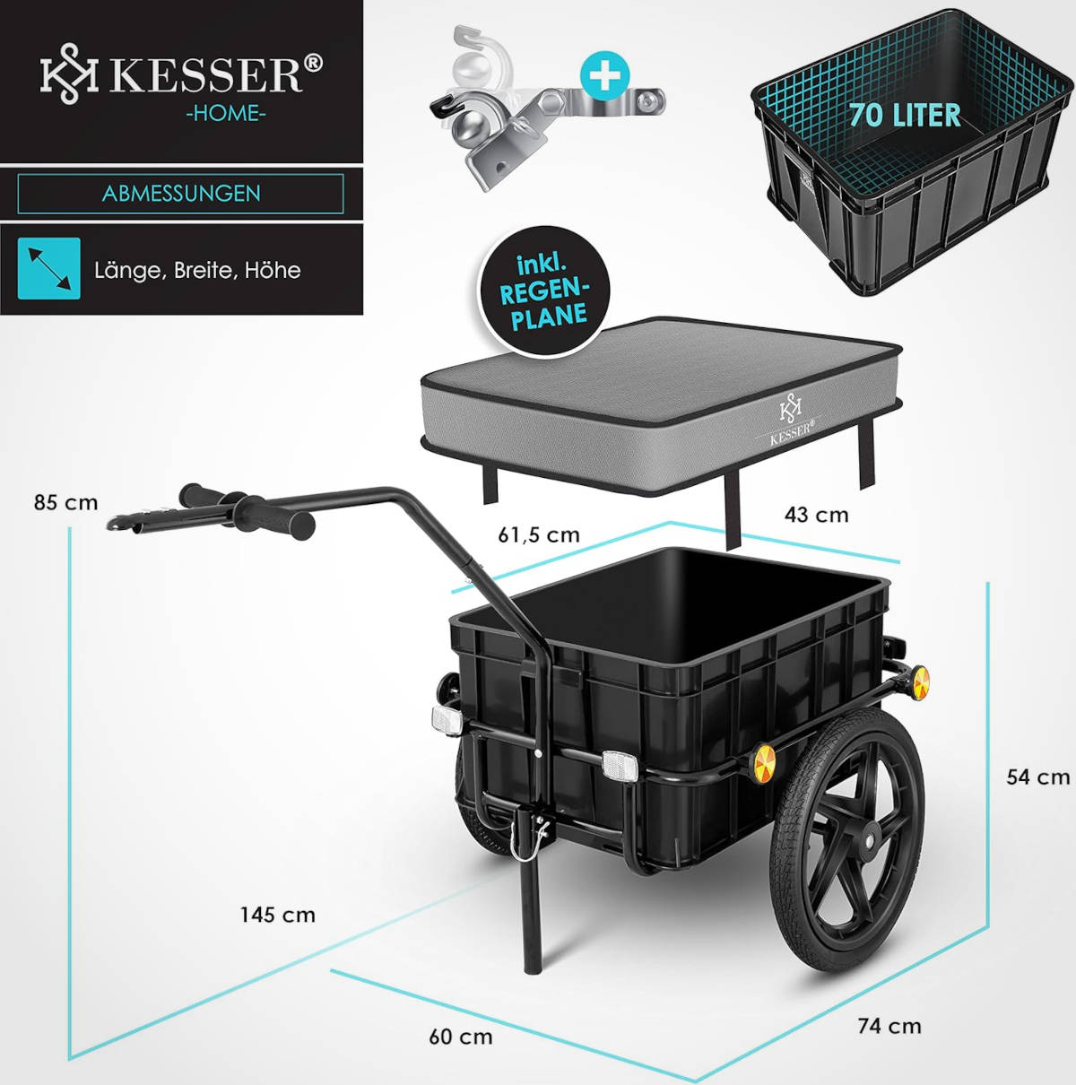 Remolque para bicicletas. Imagen: Kesser