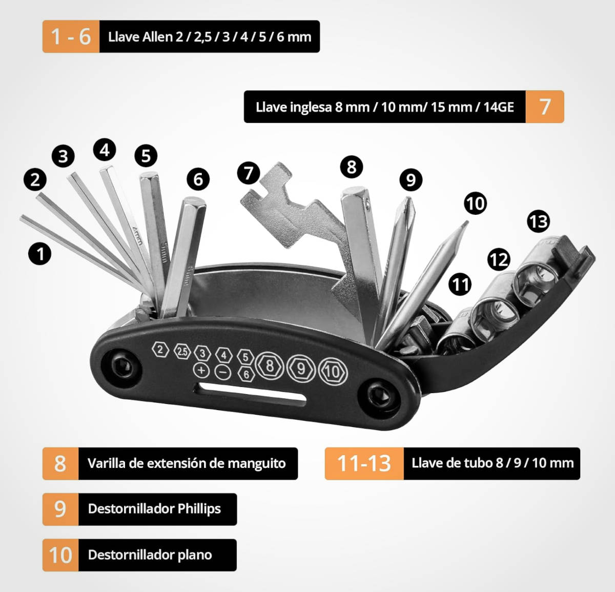 Multiherramienta 16 en 1. Imagen: Rockbros