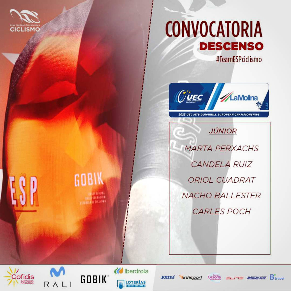 Lista de convocados en categoría júnior. Imagen: RFEC