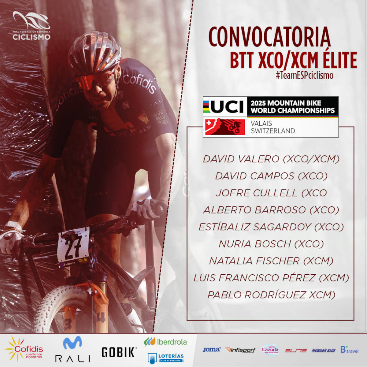 Selección Española Élite para XCO y XCM. Imagen: RFEC