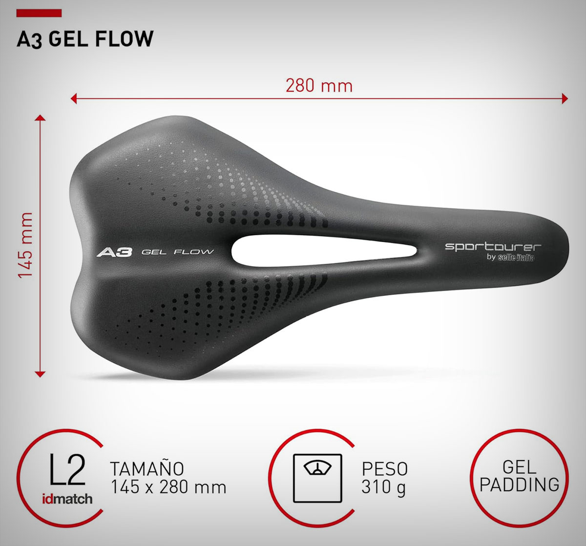 Selle Italia A3 Gel Flow. Imagen: Selle Italia