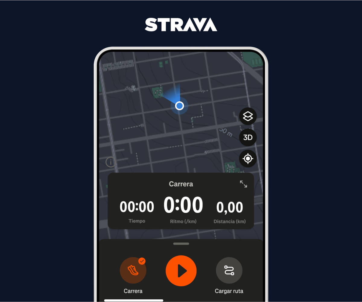 Función de grabación de actividades. Imagen: Strava