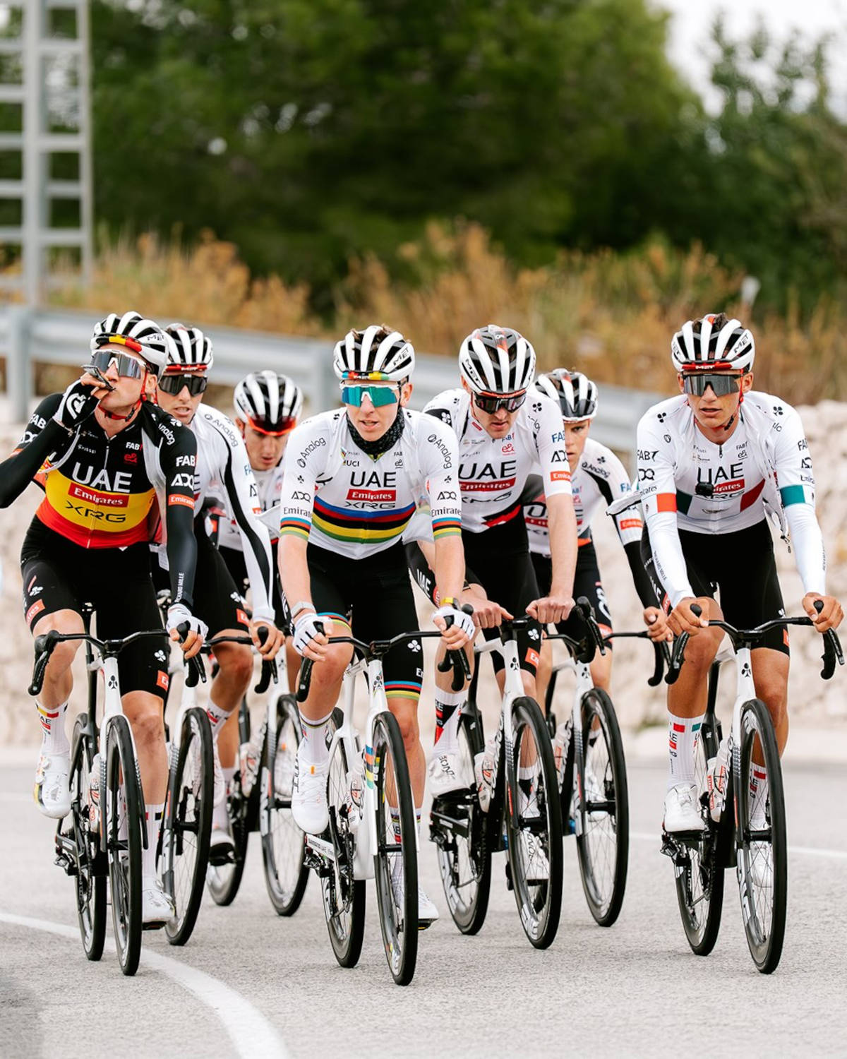 Tadej Pogacar junto a sus compañeros de equipo. Imagen: UAE Team Emirates