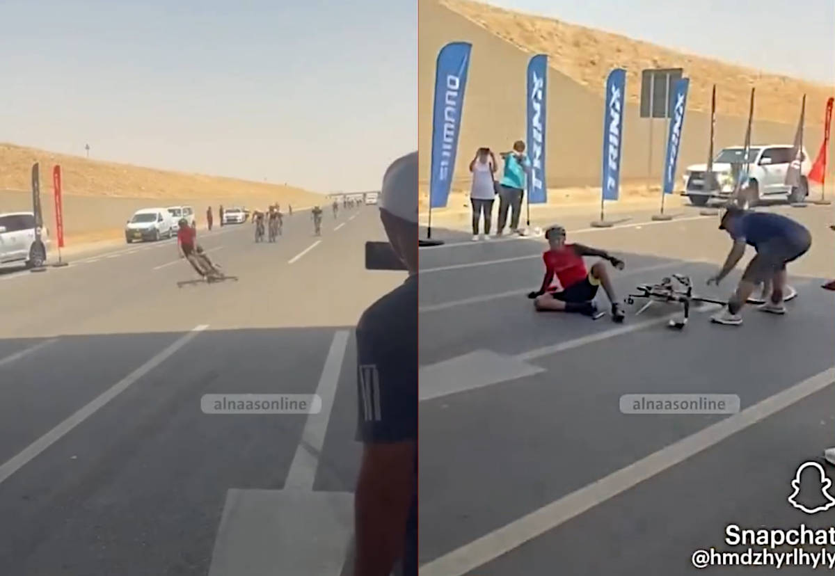 Para verlo: celebra antes de tiempo la victoria y provoca un accidente múltiple en una carrera ciclista de Dubái