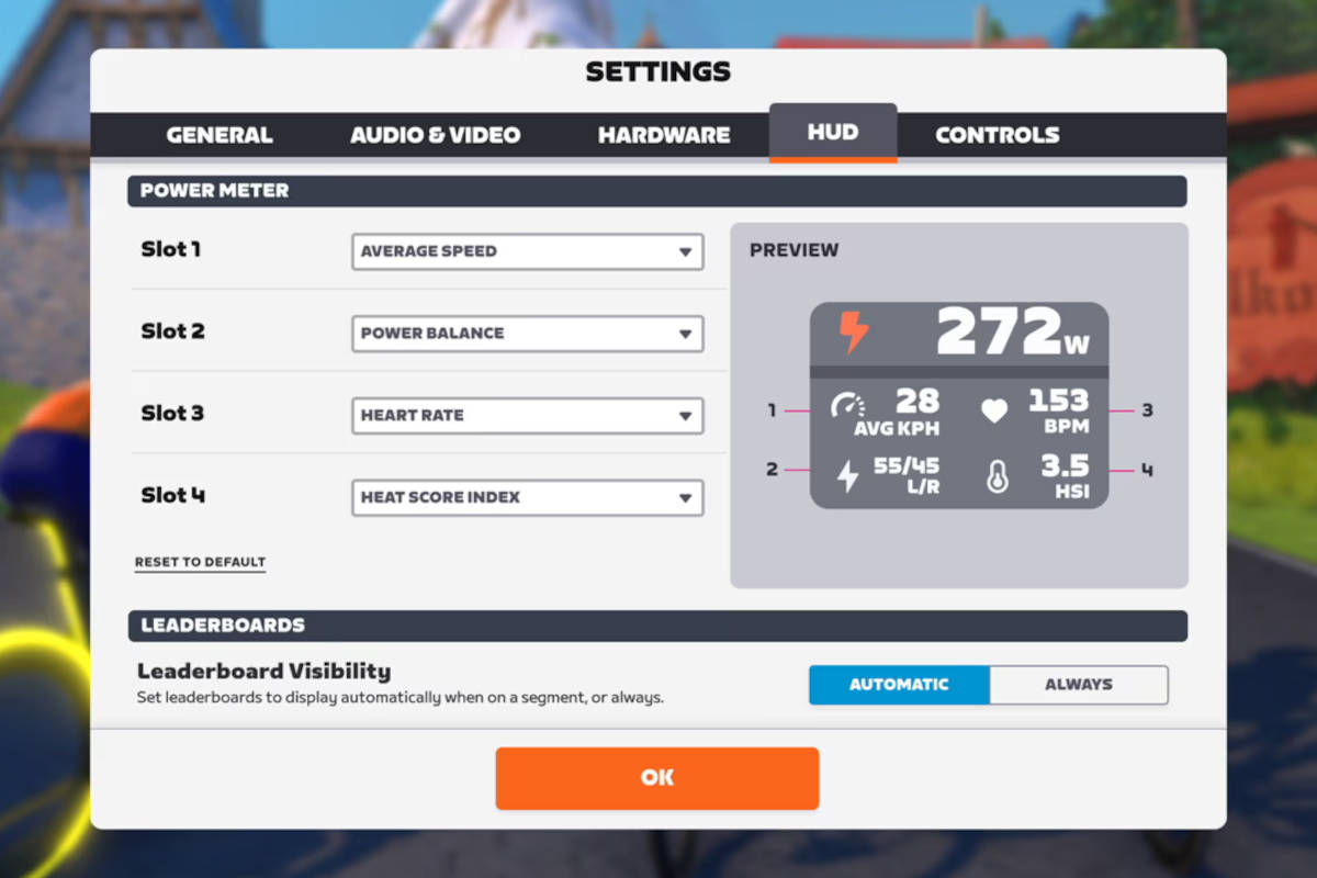 HUD configurable. Imagen: Zwift