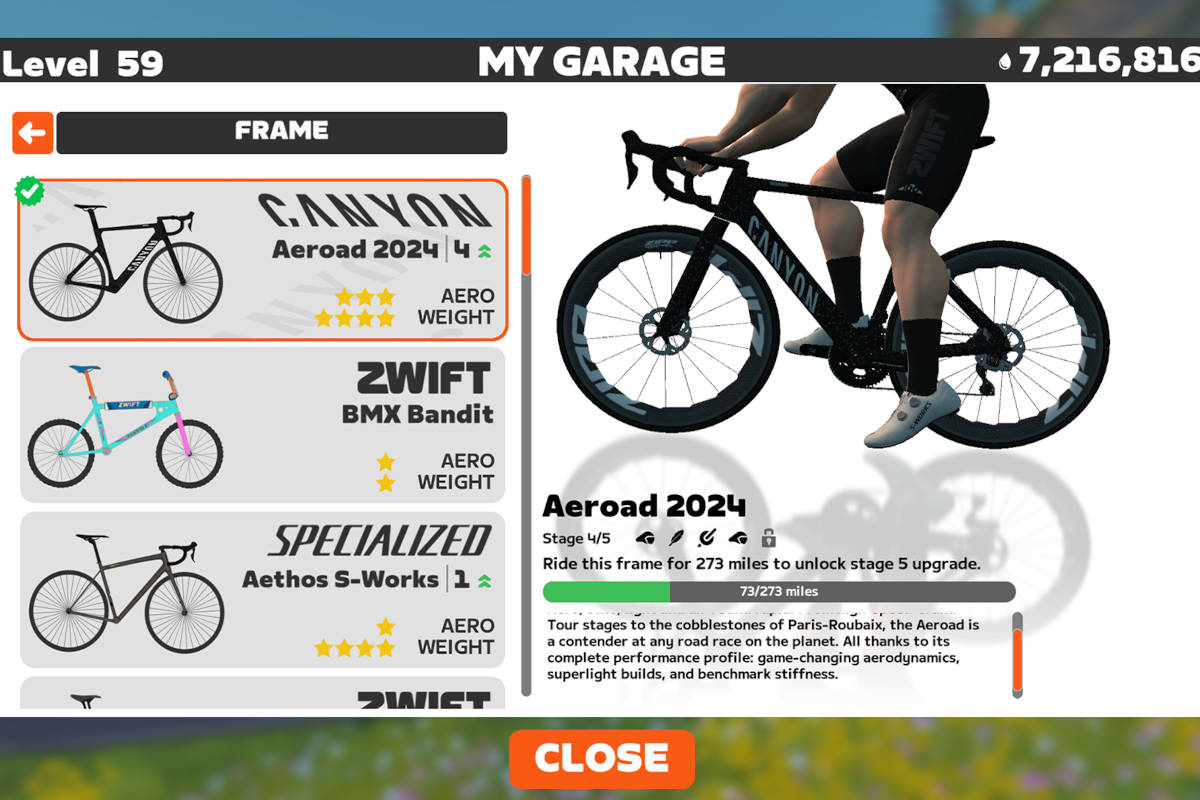 Bike Upgrade System. Imagen: Zwift