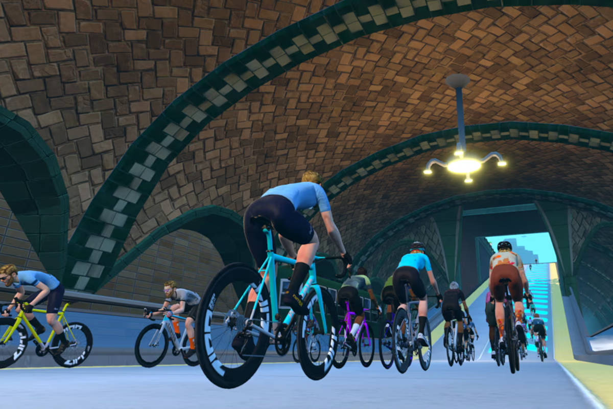 Ciclismo virtual. Imagen: Zwift