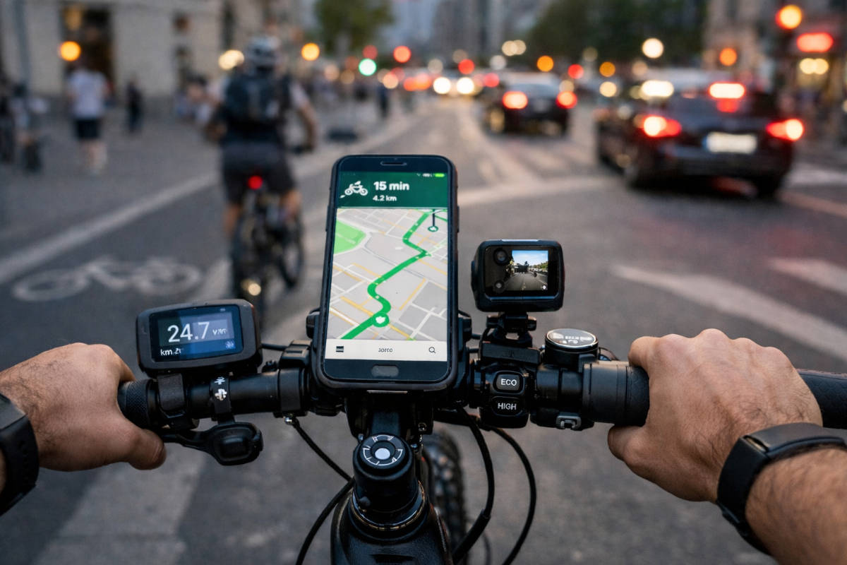 Móvil con una app de navegación urbana. Imagen: TodoMountainBike