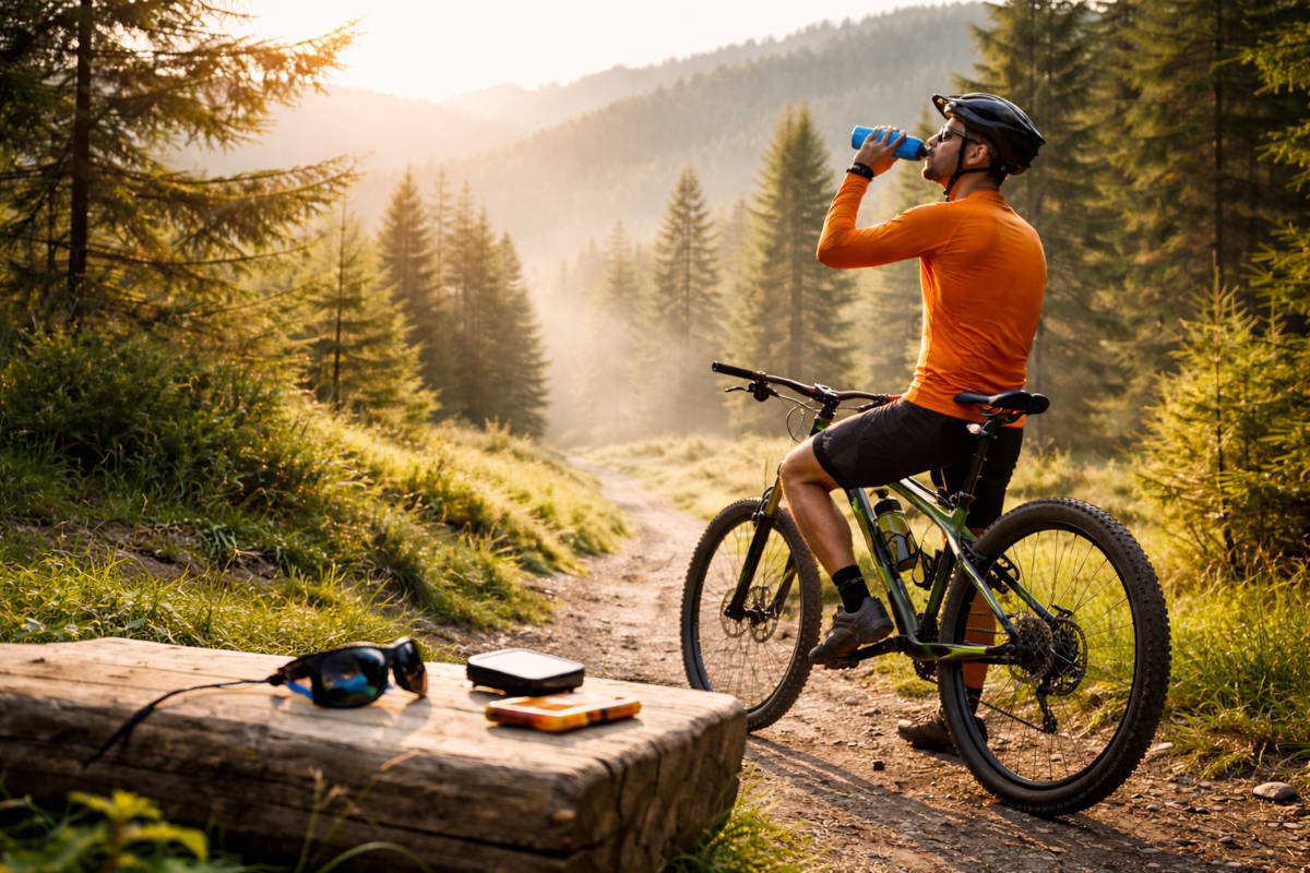 Ciclista de montaña haciendo un alto en el camino. Imagen: TodoMountainBike